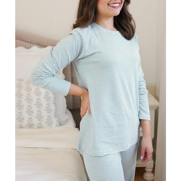 Lake Other - LAKE Pajamas Pima Cotton Pajama Set Green White Stripe XL Quietluxury Cozy